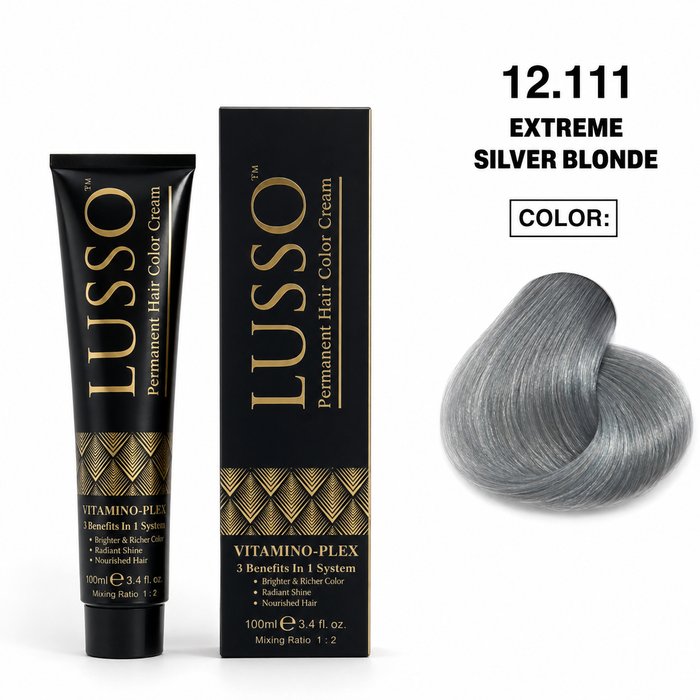LUSSO Permanent Hair Colour Cream 100 ml – No. 12.111 Extreme Silver Blonde