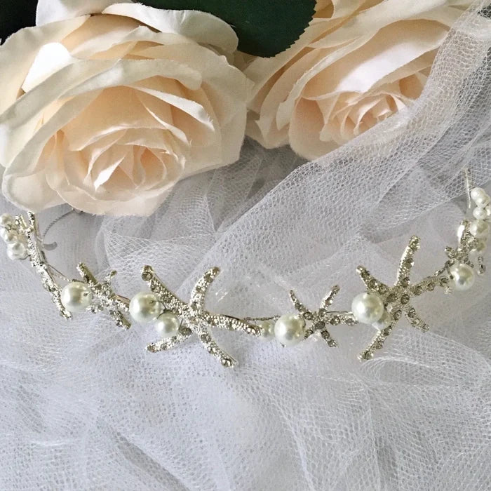 Wedding Hair Accessories - Pearl and Crystal Sea Star Bridal Headband