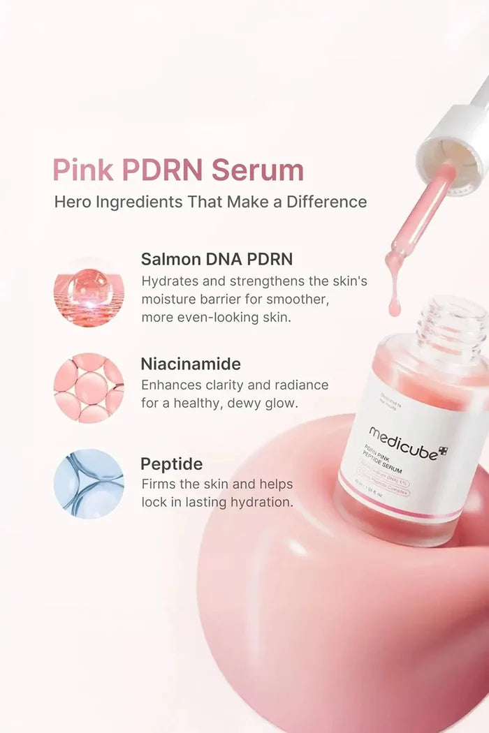 Dropper shot highlighting Salmon DNA PDRN ingredients in the salmon sperm serum for deep hydration.