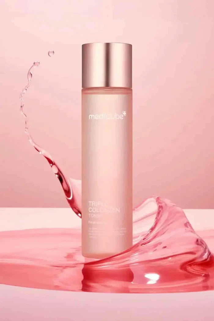 Medicube Triple Collagen Toner bottle, the essential first step to achieving a radiant GLASS SKIN look.