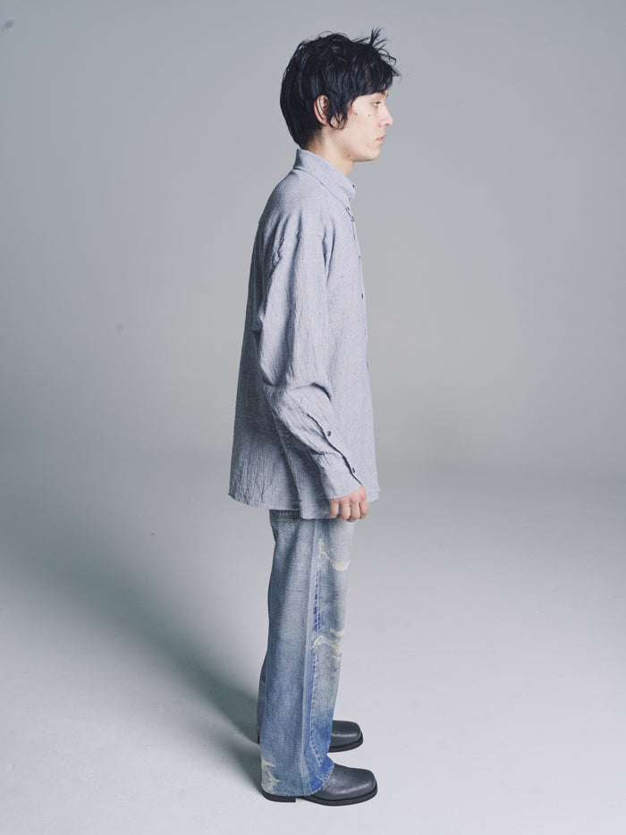 Mid Blue Burlington Seersucker Borrowed BD Shirt