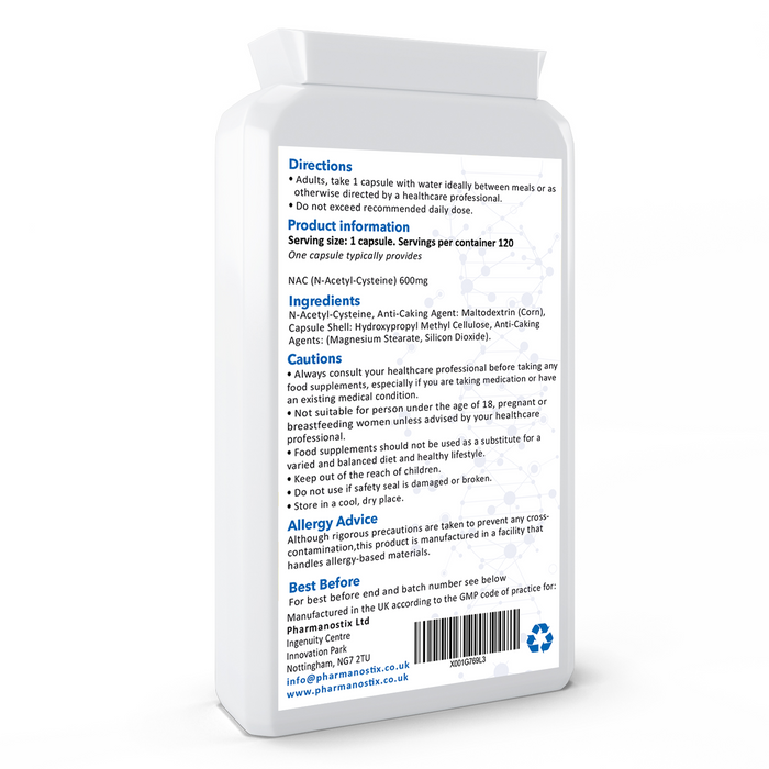 N-Acetyl Cysteine (NAC) 600 mg 120 Vegan Capsules