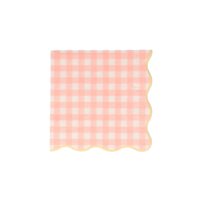 Meri Meri - Napkins - Gingham - Coral