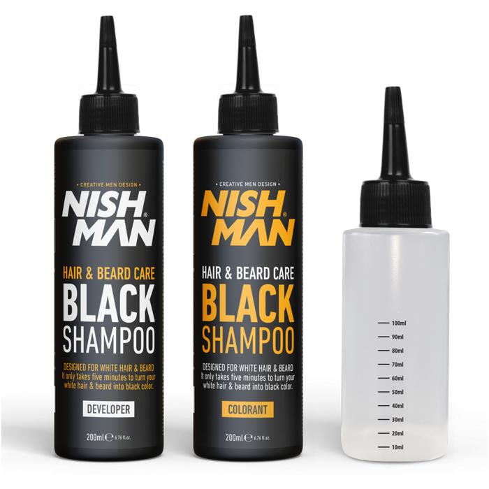 Nishman Haar & Baard Verzorging Zwarte Shampoo Set