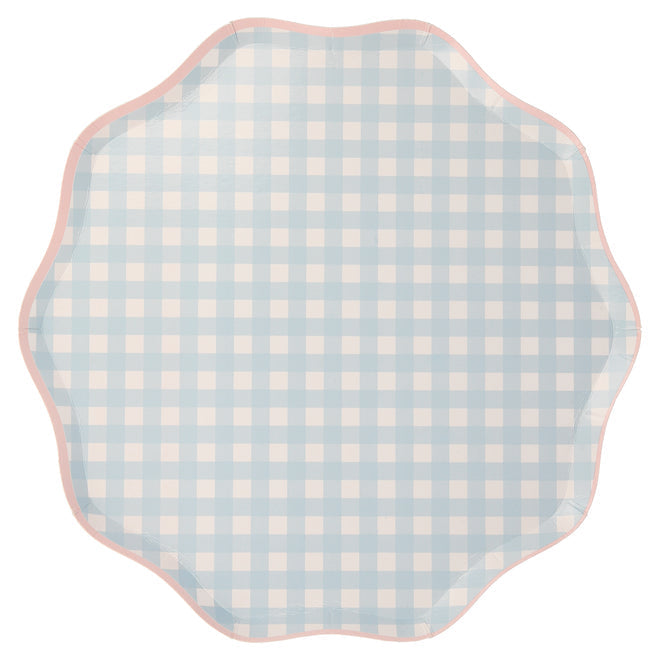Meri Meri - Paper Plates - Gingham - Blue