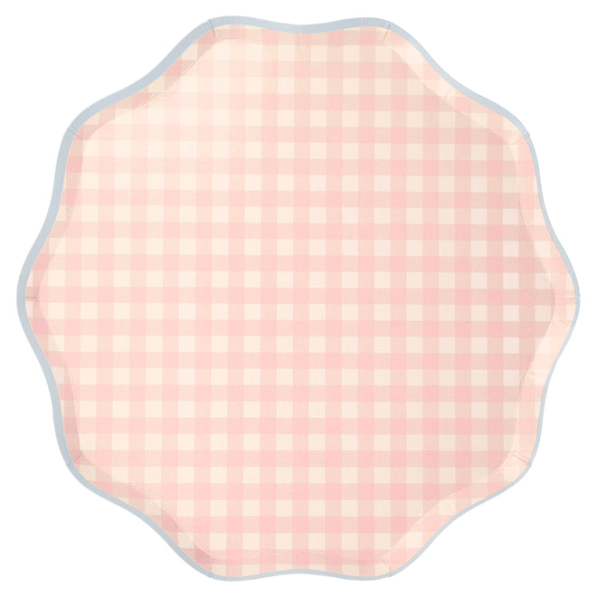 Meri Meri - Paper Plates - Gingham - Pink
