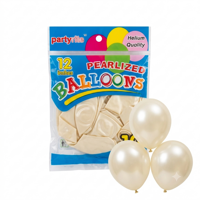 PartyRite 12-Inch Off-White Pearlized Latex Balloons, 10-Pack, Wholesale