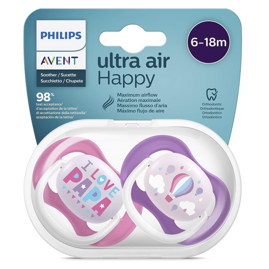 Philips Avent Ultra Air Pacifier for 6-18m Orthodontic & BPA-Free 2 pcs