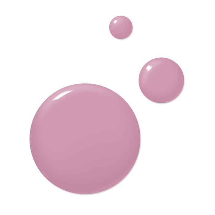 Three glossy, pink circular shapes of varying sizes, reminiscent of LONDONTOWN's Plush mauve crème nail polish shade, on a white background.