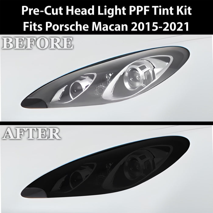 Full Headlight Taillight Precut Smoked PPF Tint Kit Film Overlay Fits Porsche Macan 2015 - 2018 - Bogar Tech Designs