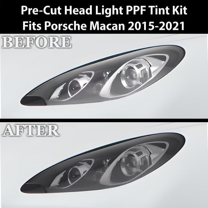 Full Headlight Taillight Precut Smoked PPF Tint Kit Film Overlay Fits Porsche Macan 2015 - 2018 - Bogar Tech Designs