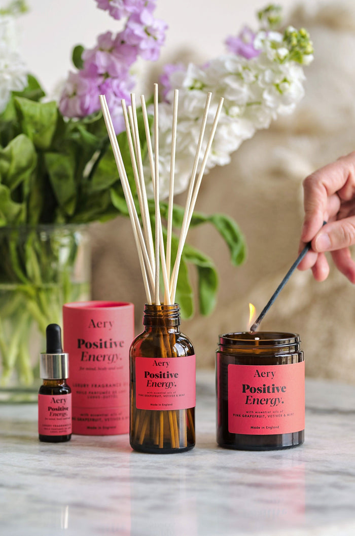 Positive Energy Scented Jar Candle - Pink Grapefruit Vetiver and Mint