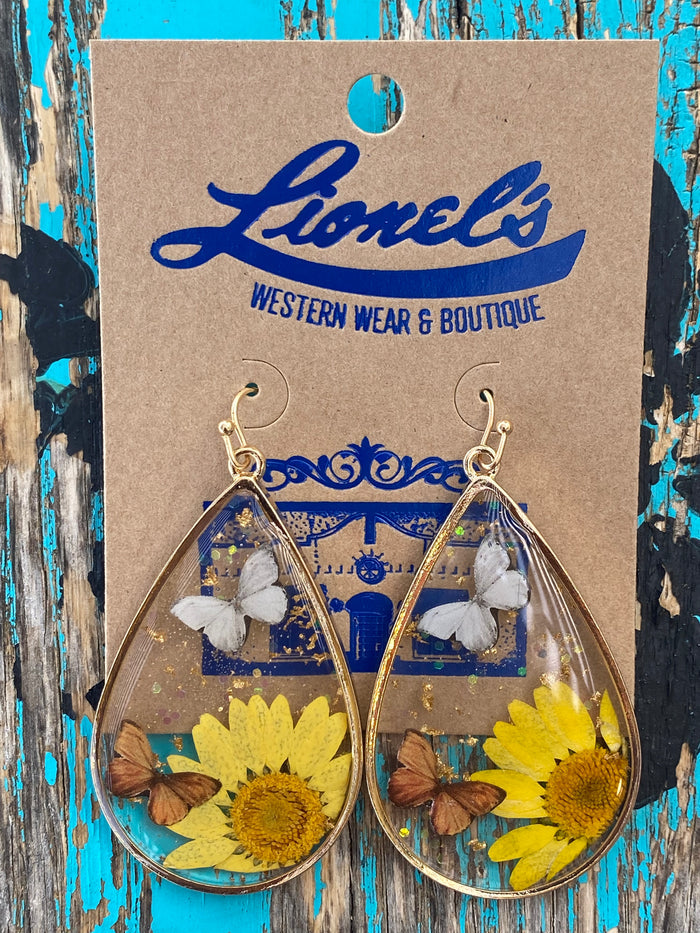 Pressed Flower Look Enamel Earrings