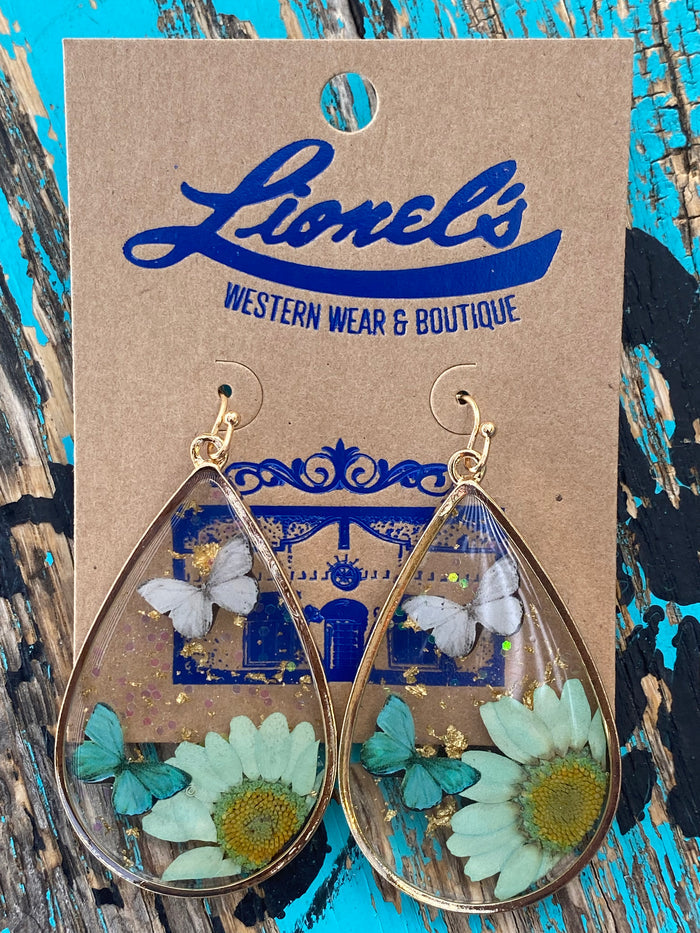 Pressed Flower Look Enamel Earrings