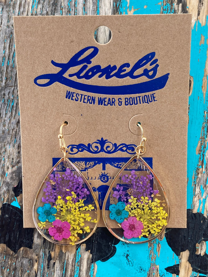 Pressed Flower Look Enamel Earrings