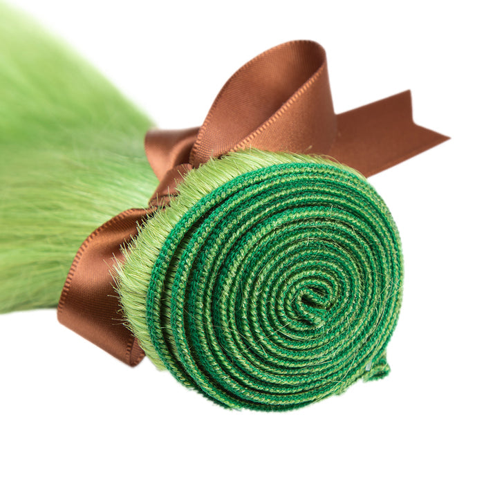machine weft biscay green straight human hair bundles