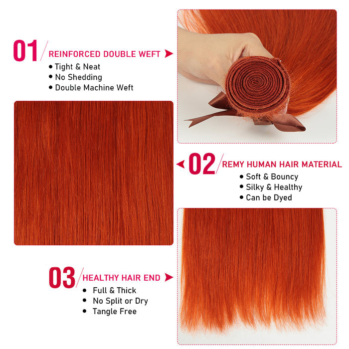advantages of ginger orange straight human hair bundles