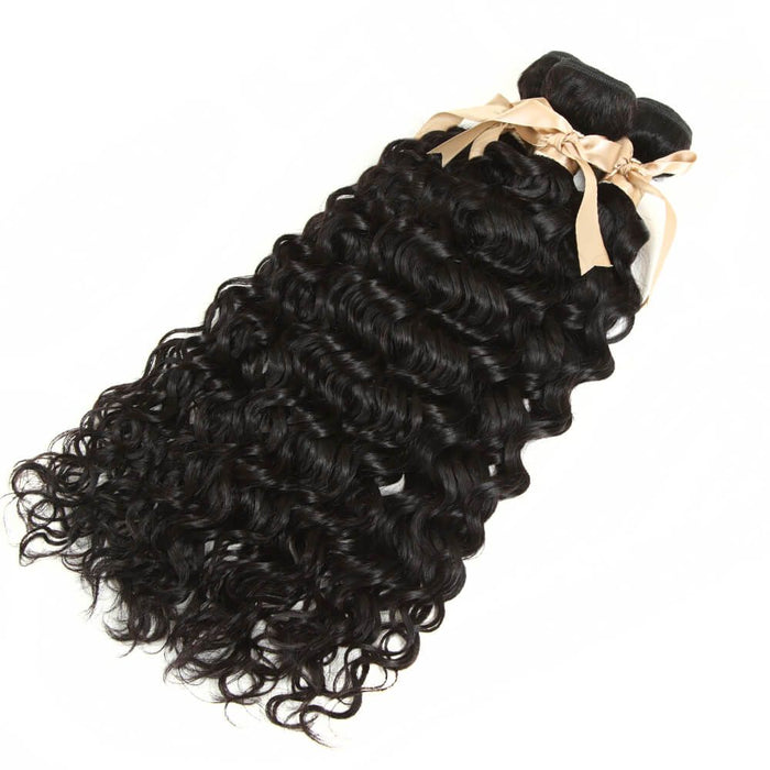 natural black water wave human hair bundles 3pcs