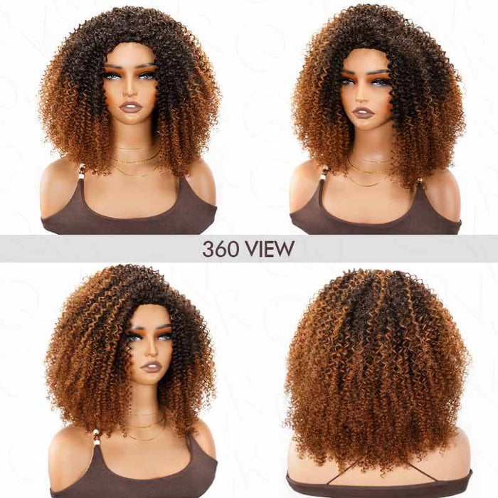 dark brown to bright brown human hair wigs, flip over wig half wig desgin