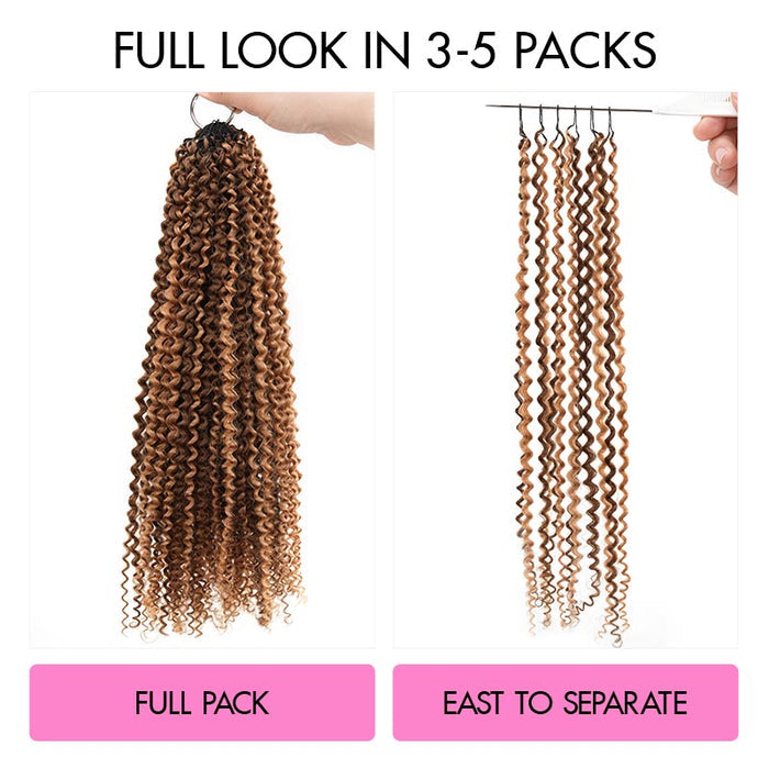 QVR Invisible Afro Kinky Curly Feather Crochet Hair Highlight #P4/27 Machine Made Human Hair Extensions