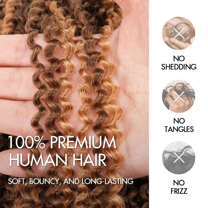 QVR Invisible Afro Kinky Curly Feather Crochet Hair Highlight #P4/27 Machine Made Human Hair Extensions