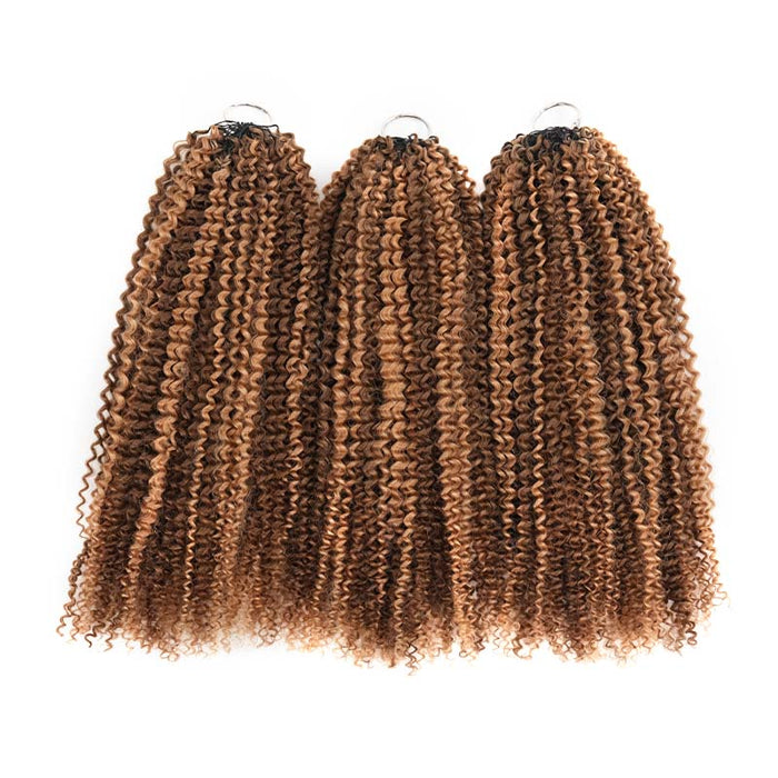 QVR Invisible Afro Kinky Curly Feather Crochet Hair Highlight #P4/27 Machine Made Human Hair Extensions