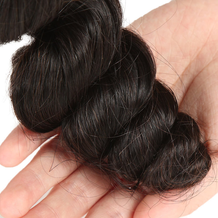 thick healthy end natural black loose wave human hair bundles
