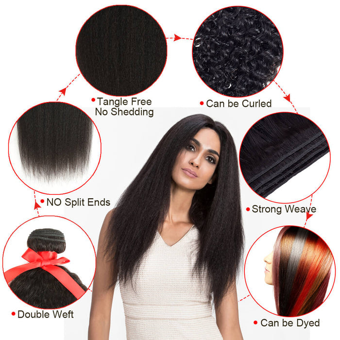 advantages of QVR mongolian kinky straight human hair bundles 3 bundles