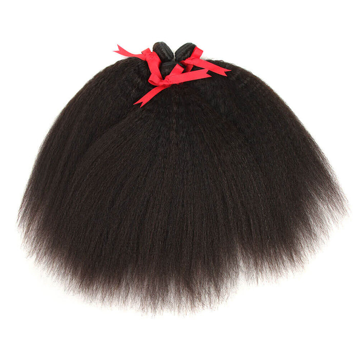 natural black mongolian kinky straight human hair bundles 3 bundles
