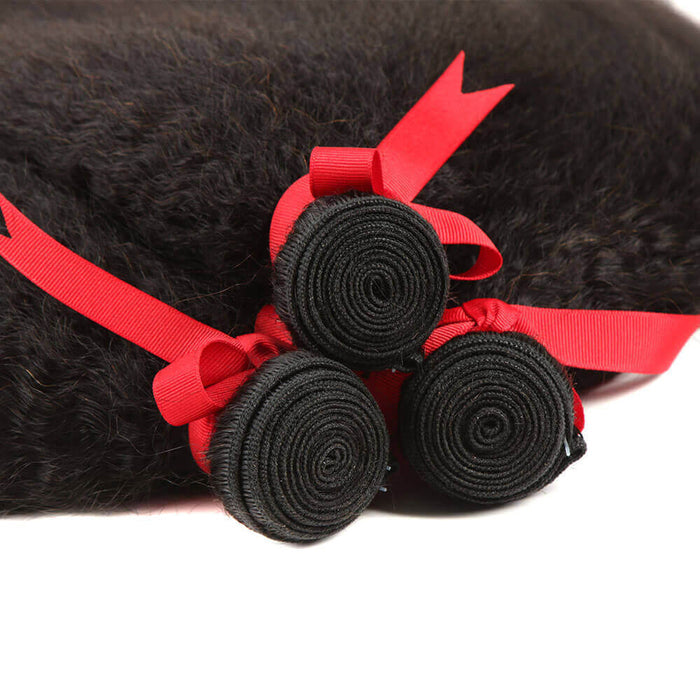 machine weft natural black mongolian kinky straight human hair bundles