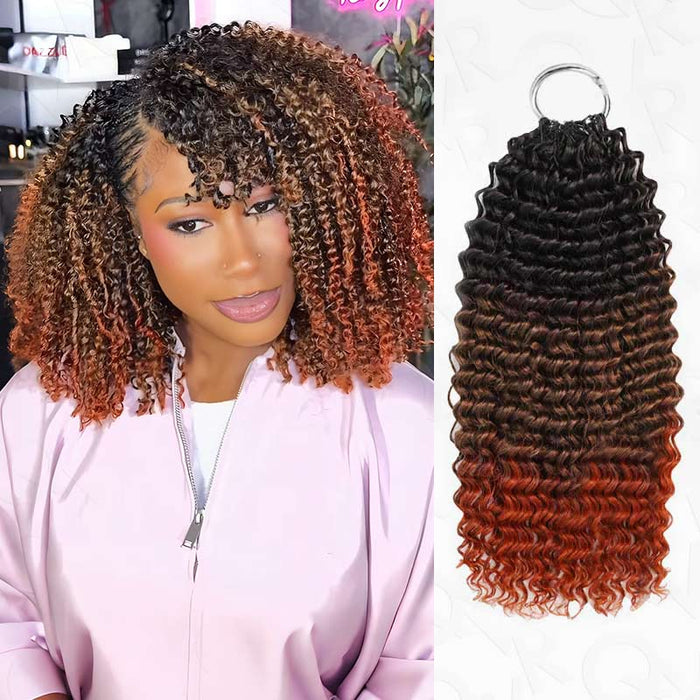 QVR Ombre #T1B/30/350 Small Kinky Curly Machine Made Feather Crochet Human Hair Extensions