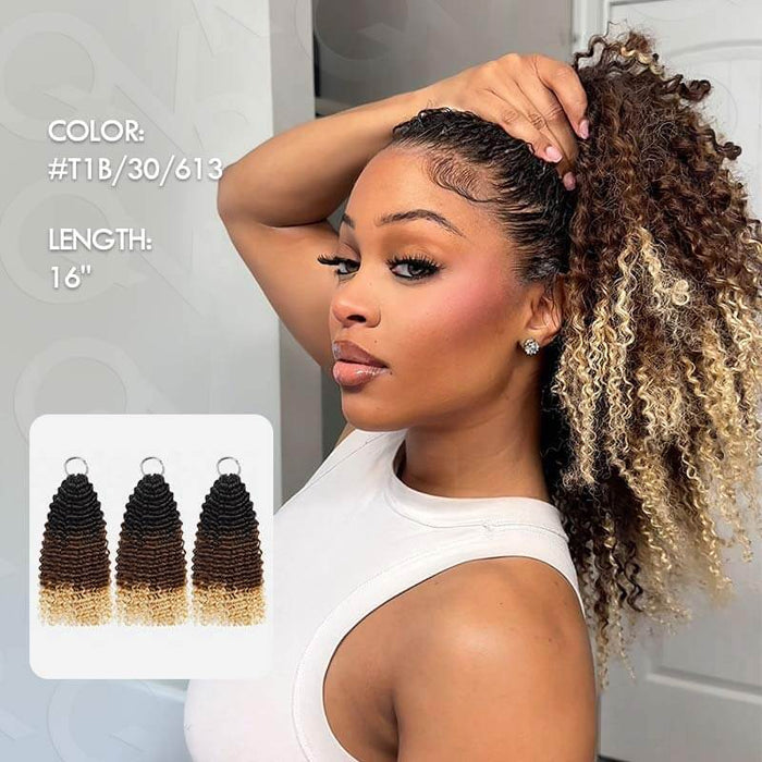 16" black blonde ombred crochet hair extensions