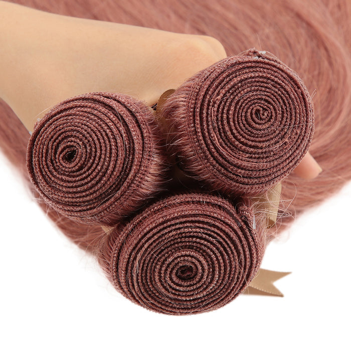 machine weft soft pink straight human hair bundles