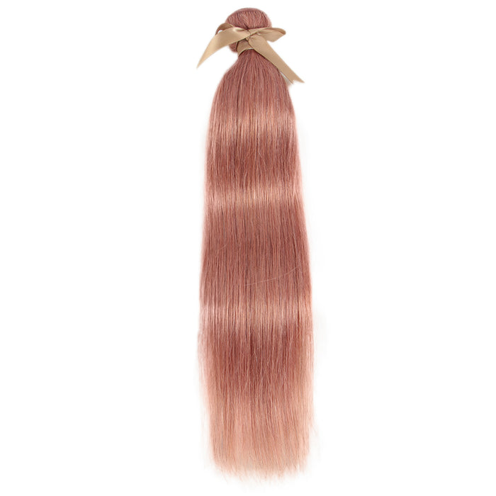 pink straight human hair bundles 1 bundle