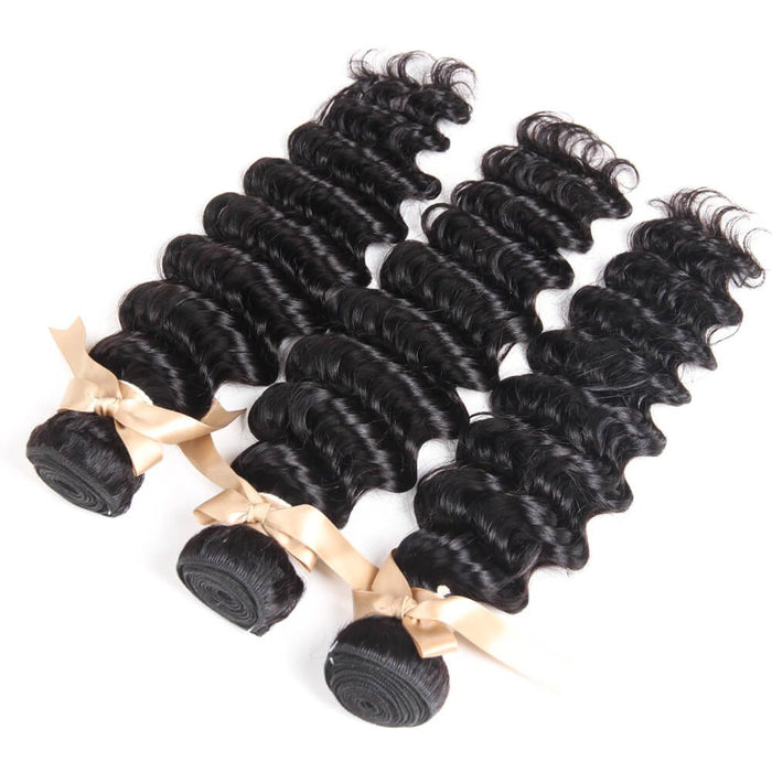 tangle free deep wave natural black human hair bundles
