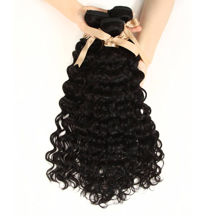 water wave natural black human hair bundles