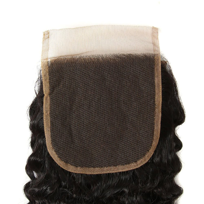 hand tied 4x4 lace natural black jerry curly hair weave