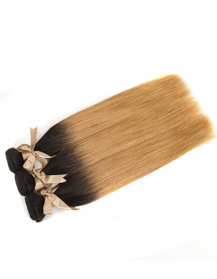 tangle free silky straight t1b/27 human hair bundles