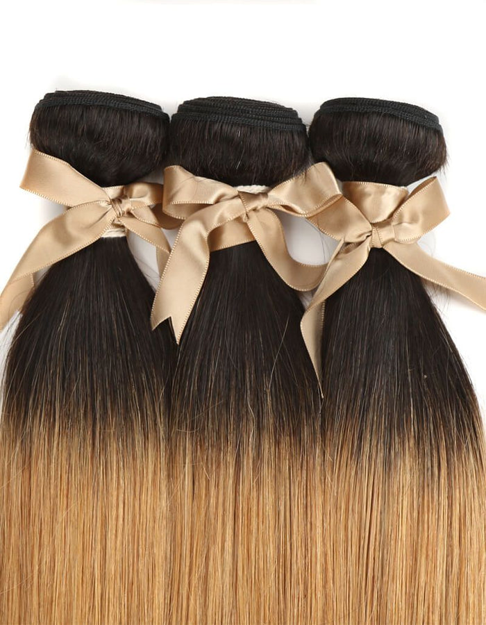 machine weft silky straight t1b/27 human hair bundles