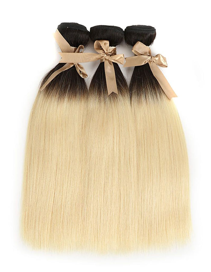 straight t1b/613 human hair bundles 3pcs