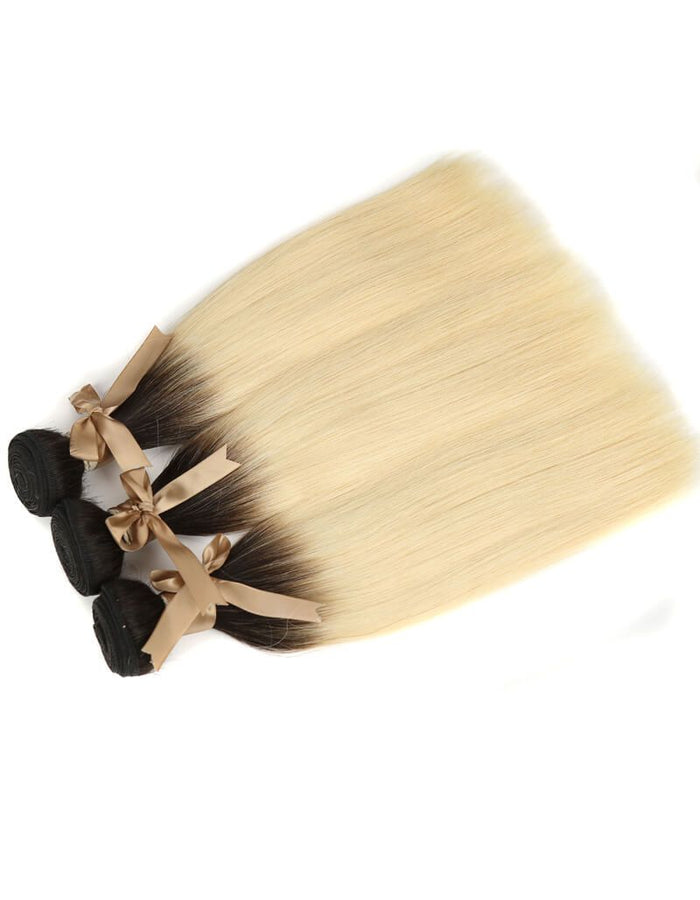 straight t1b/613 human hair bundles