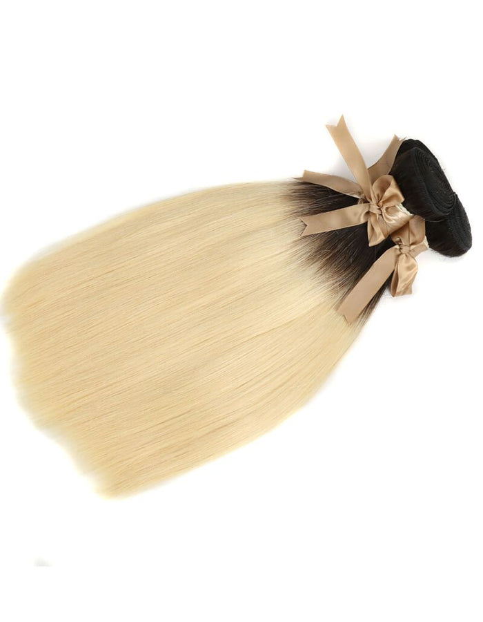 detangle free straight t1b/613 human hair bundles