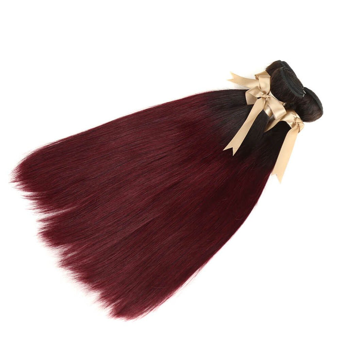 silky straight t1b/99j human hair bundles 3pcs