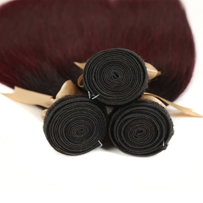 machine weft silky straight t1b/99j human hair bundles
