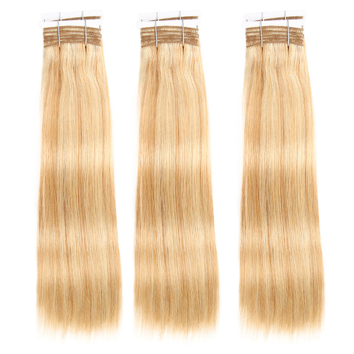 piano blonde 27/613 silky straight virgin human hair 3 bundles