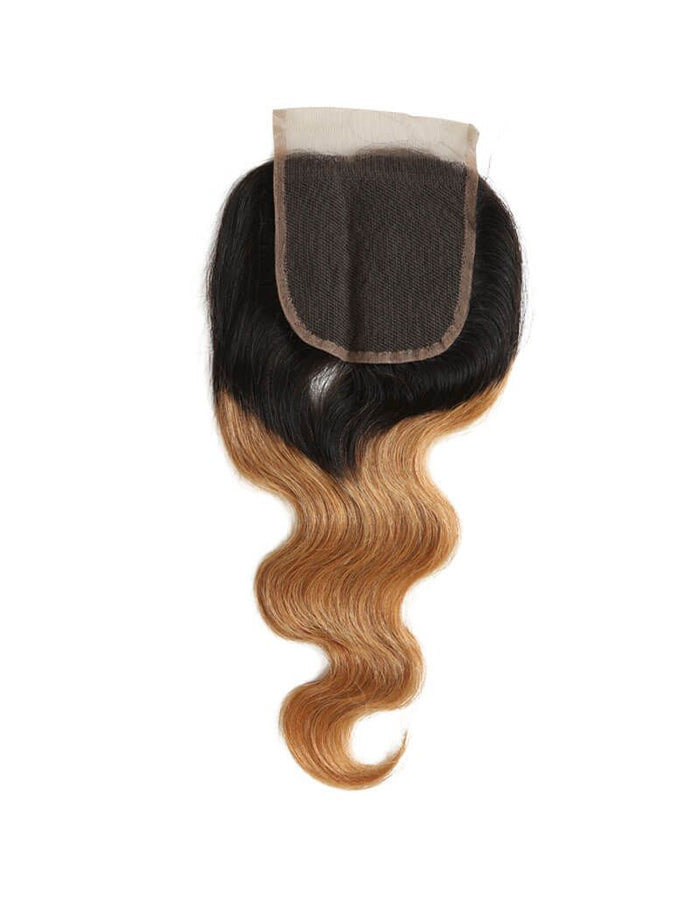 t1b/27 body wave human hair with 4x4 lace closure
