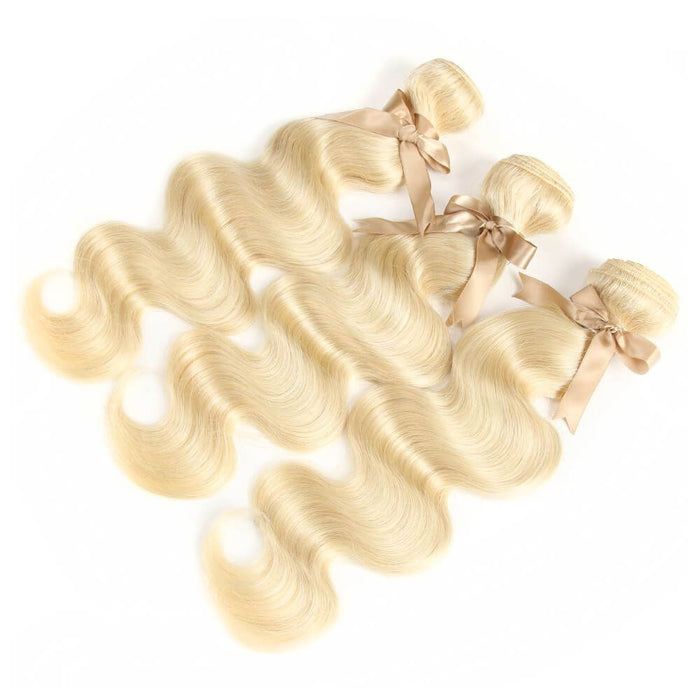 glossy body wave 613 blonde brazilian human hair bundles 3pcs