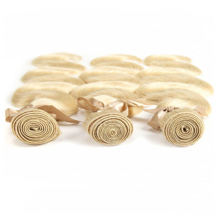 machine weft body wave 613 blonde brazilian human hair bundles 3pcs