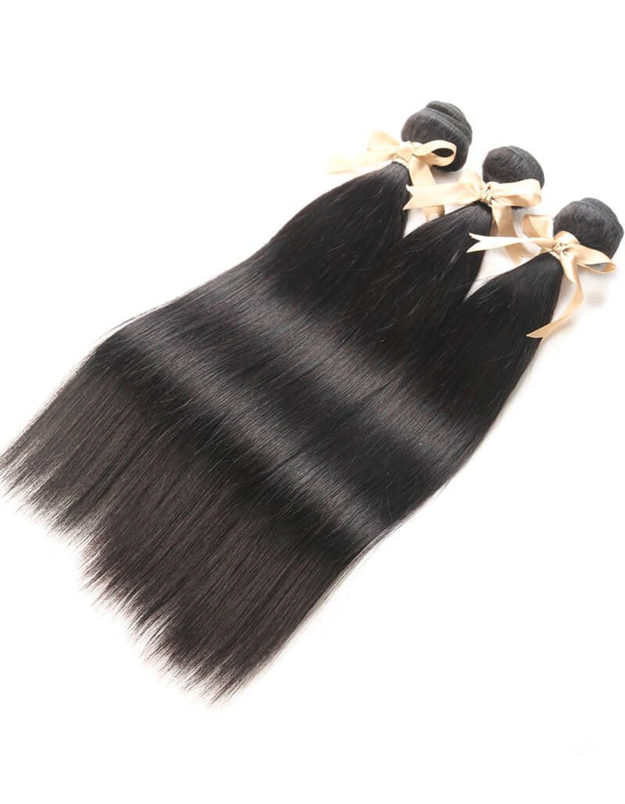 silky straight natural black human hair bundles 3pcs