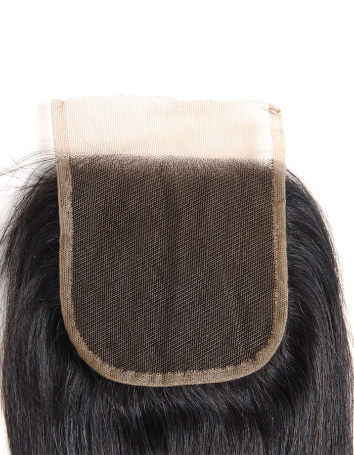 hand tied 4x4 lace closured straight hair weave